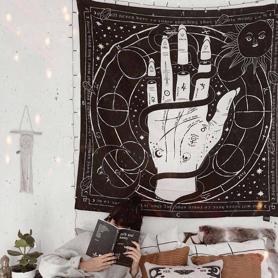 товар из китая killstar暗黑哥特亚文化palmistry朋克摇滚之手挂旗背景布