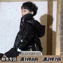 High sweet pear vortex childrens bright face down jacket boys 2021 new winter hooded warm Western style thickened white duck down