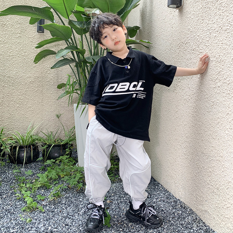 High Sweet Pear Vortex Original Black Polo Polo Shirt Boy 2021 New Summer Short Sleeve T-shirt Child Trendy Tide