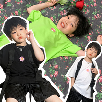 Pear vortex home original fluorescent green Daisy children short sleeve T-shirt cotton foreign summer new male and female childrens coat