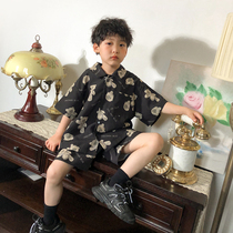 Pear vortex home original children 2021 new short sleeve men and women children Net red suit summer Foreign trend handsome childrens clothing