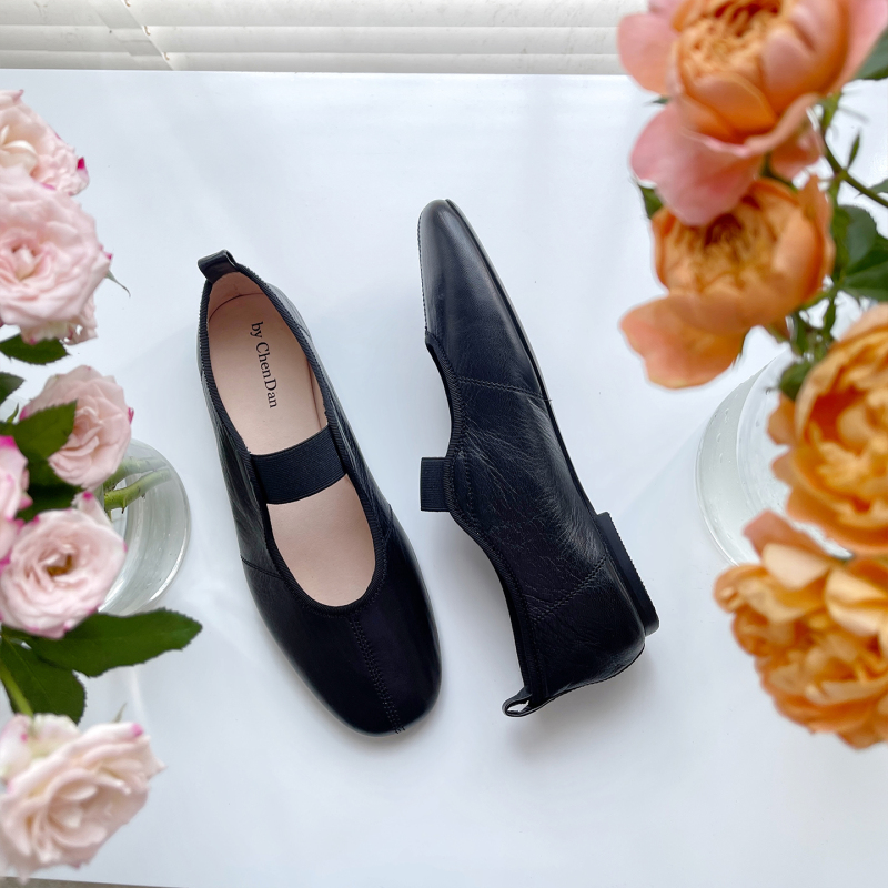 Handmade Shoes by Chendan Chen Dan Women's Shoes Black Ballet French Low-Heeled Mary Jane Granny Shoes Spring and Summer Commuting Handmade Shoes by Chendan Chen Dan Women's Shoes Black Ballet French Low-Heeled Mary Jane Granny Shoes Spring and Summer Commuting