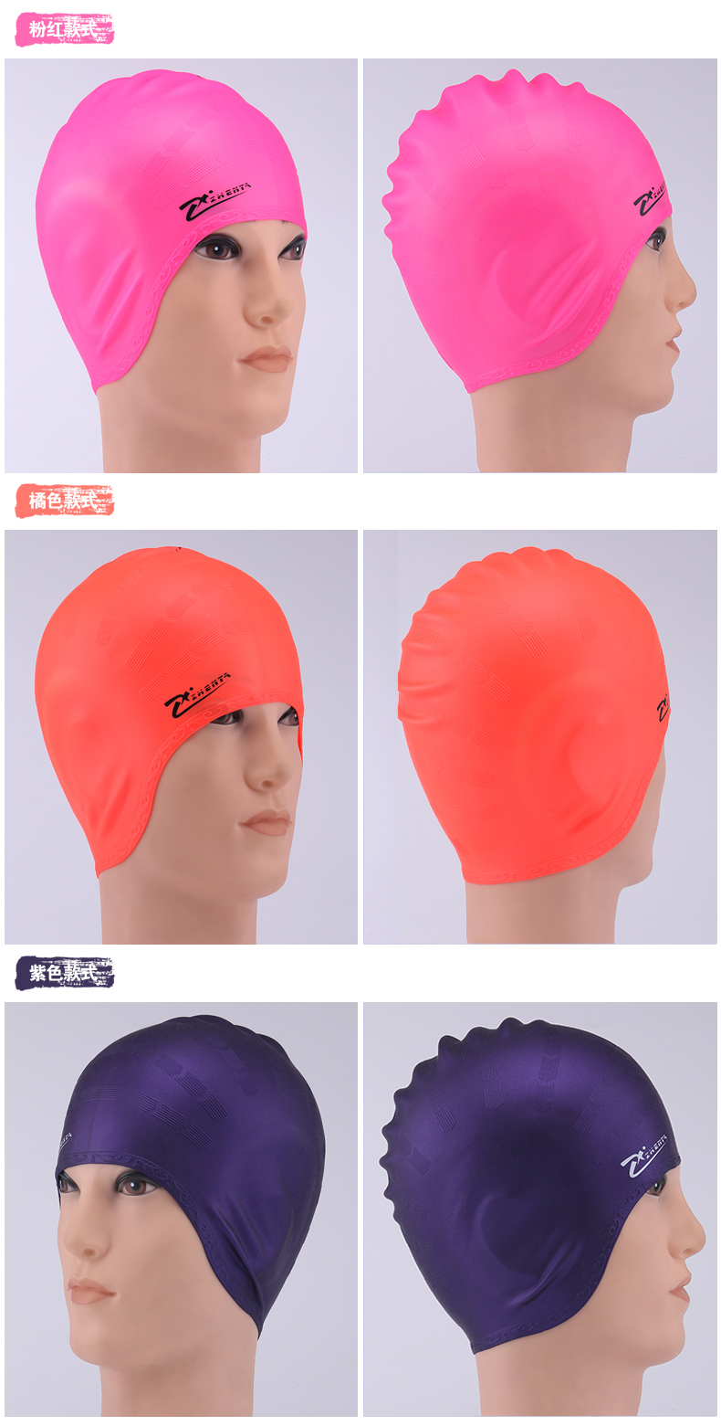 Earmuffs mũ bơi phụ nữ tóc dài không thấm nước chăm sóc tóc silicone mũ bơi hồ bơi bán buôn mũ bơi nhà máy bán hàng trực tiếp mũ bơi view
