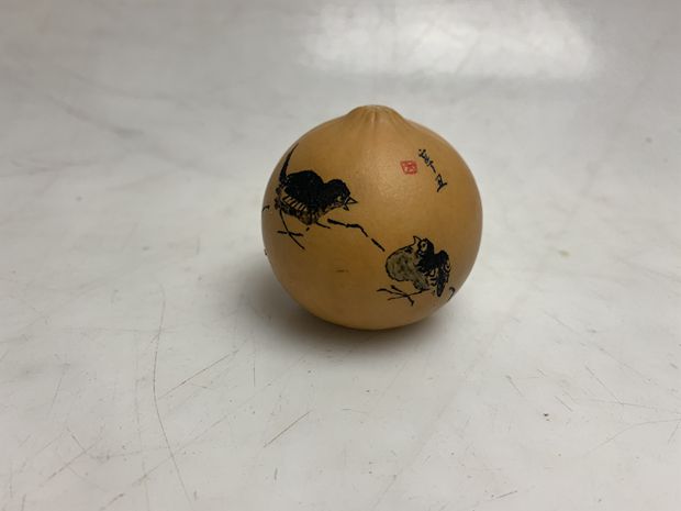 Natural gourd pure hand-carved ink-carved gourd pendant file play hand-twisted bird with faucet