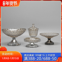 European-style living room model room decorations four-piece American light luxury crystal glass candy cans ashtray fruit plate
