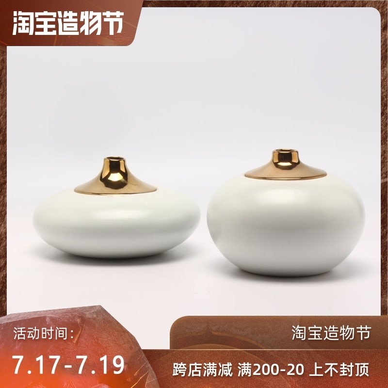 New Chinese ceramic Wrought iron vase decoration Living room Home dining table Creative flower arrangement Dried flower porcelain flower decoration