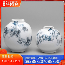New Chinese Vase Modern Creative Living Room High Temperature Ceramic Hand-painted Storage Tank Chinese Decoration Home Porch Decoration