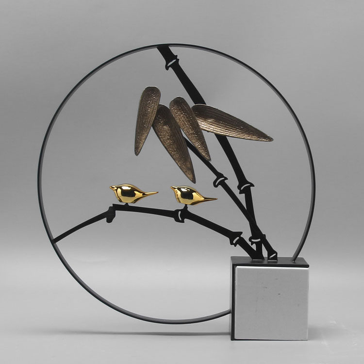 New Chinese style, modern creativity, apricot leaves, lucky bird ornaments, model room, hotel TV cabinet, porch, wine cabinet, soft decoration