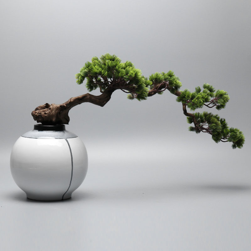 New Chinese emulated Zen Hospitality Pine ceramic Pendulum Accessories Sample House Display Center Tea Room Tea House Day Style Withering Tree Bonsai Adornment