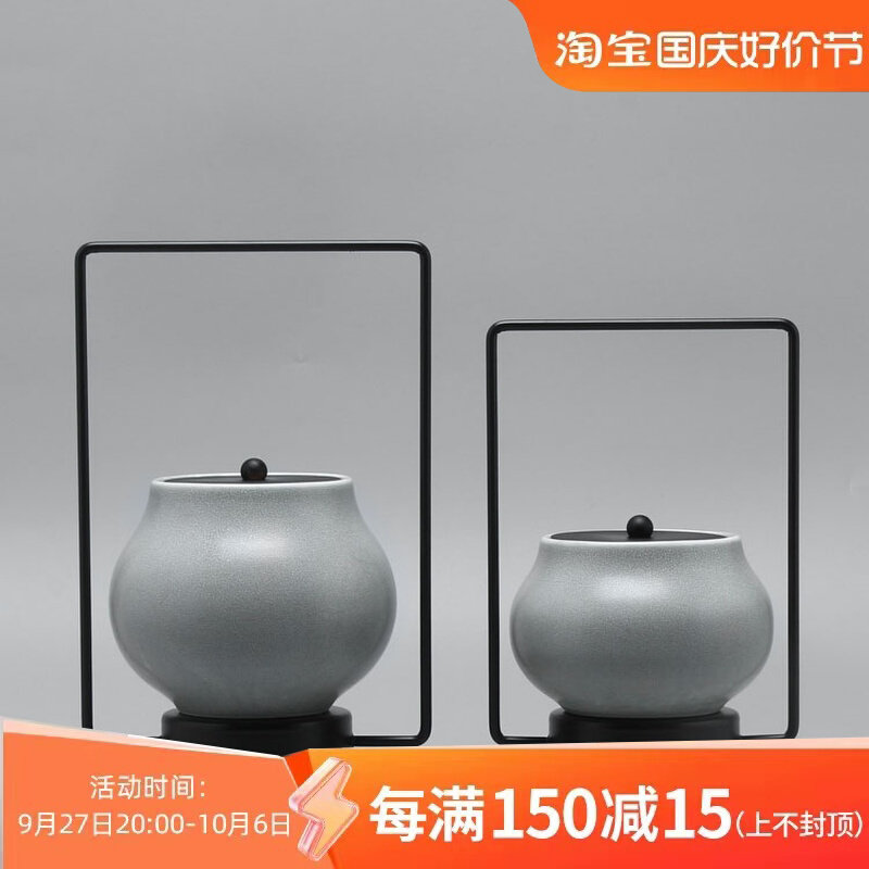 New Chinese Modern Iron Art Ceramic Home Soft Adornment Swing Piece Creative style board room Hotel Xuanguan Wine Cabinet Furnishing-Taobao