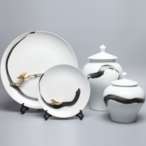 New Chinese model room Ceramic plate decoration Living room hanging plate Entrance decoration Home wine cabinet Office porcelain