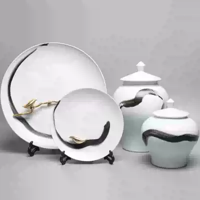 New Chinese model room Ceramic plate decoration Living room hanging plate Entrance decoration Home wine cabinet Office porcelain