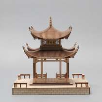New Chinese Zen wooden pavilion building eaves ornaments creative living room porch home desk soft decorations