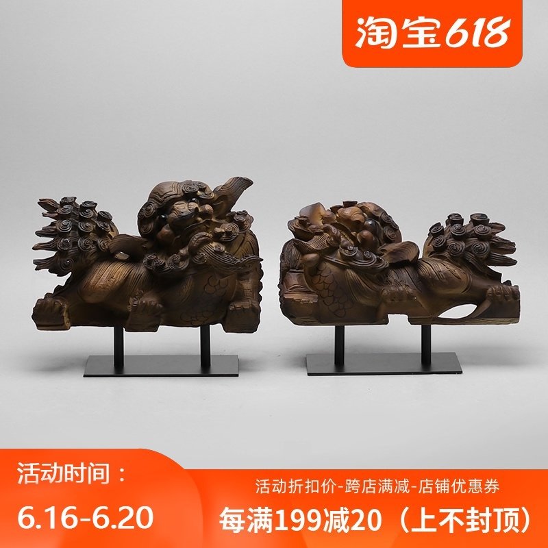 Modern new Chinese style creativity kylin places the soft adornment decoration of TV wine ark between study sitting room porch