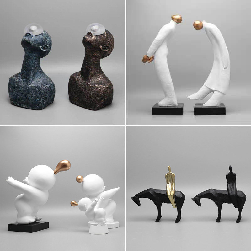 Italian minimalist modern creative figure sculpture decoration Nordic simple light luxury living room TV cabinet Entrance decoration