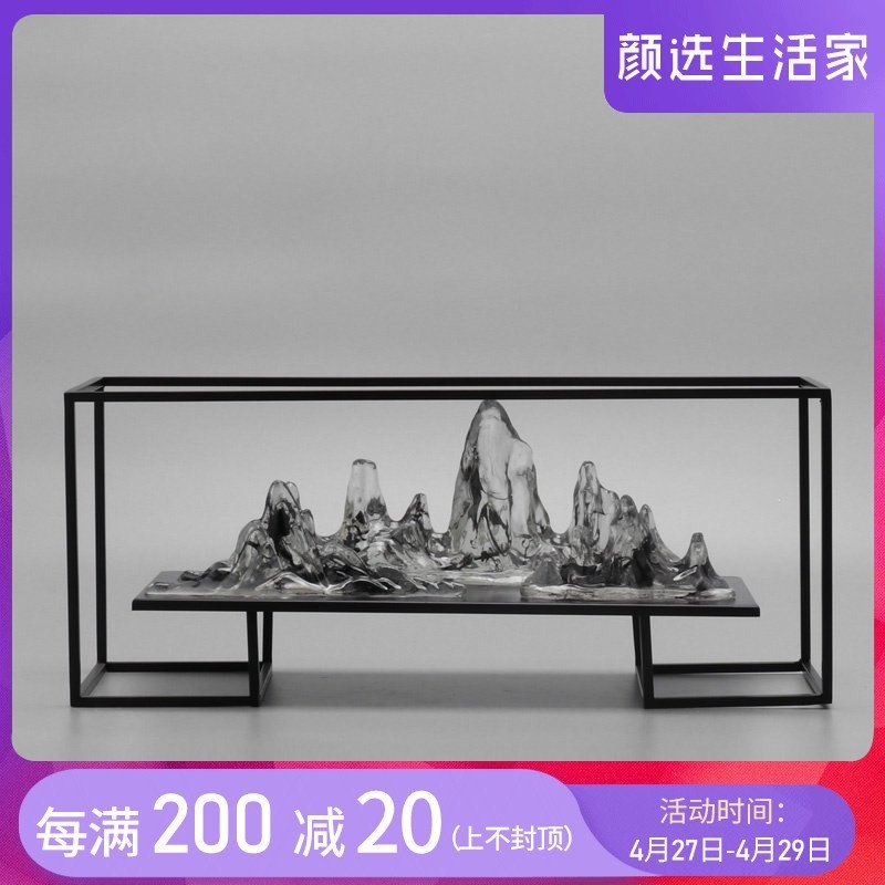 Modern new Chinese zen wrought iron Yunshan landscape decoration Living room lucky office Home entrance soft decoration