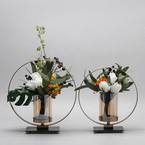 Light luxury glass simulation flower potted ornaments Nordic modern French desktop home dining table romantic Tik soft decoration