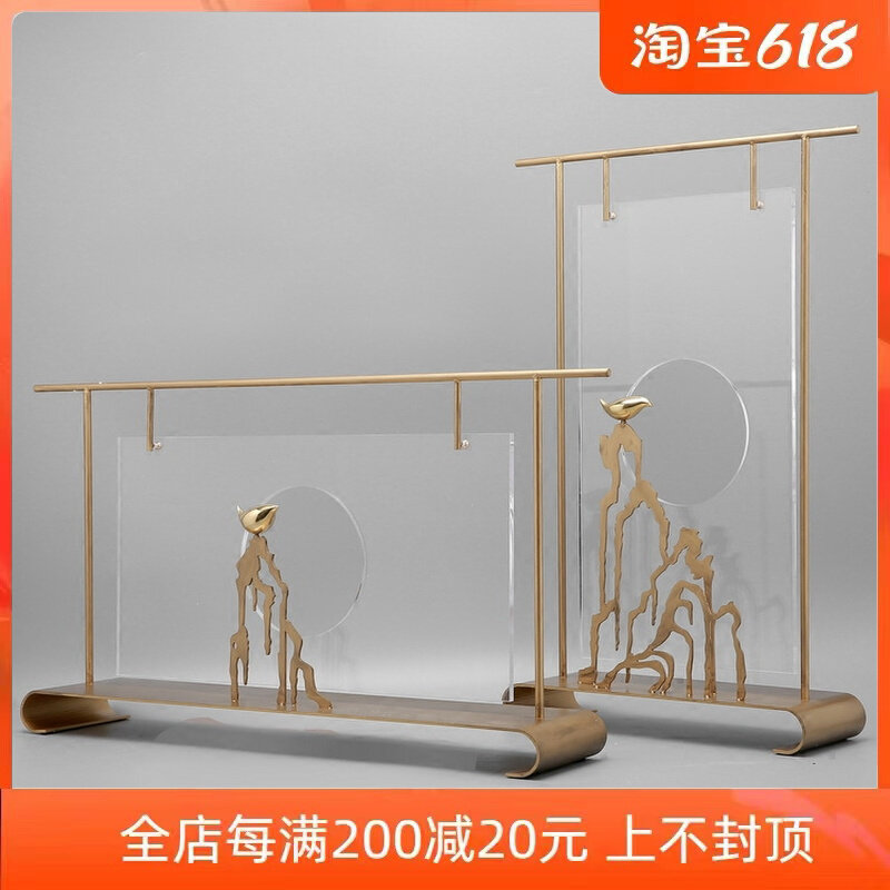 Modern New Chinese Creative Iron Art Acrylic Pendulum Boilerplate Room Hotel Villa Exhibition Hall Xuanguan Soft Adornment