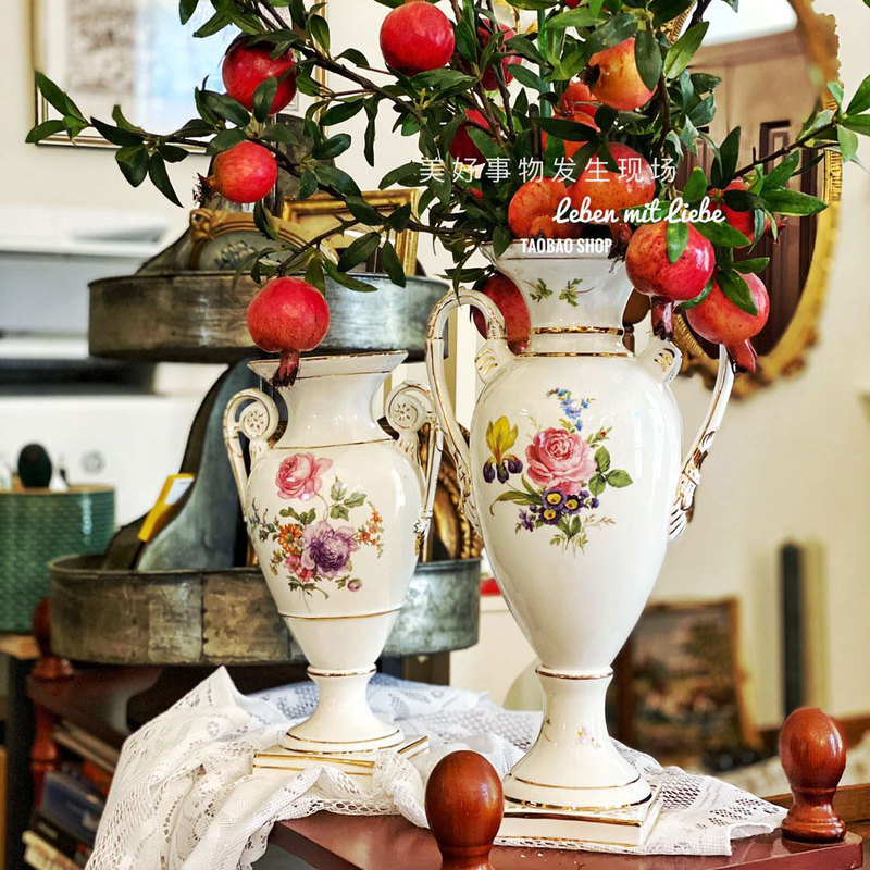 Slightly Flawed Clearance Sale Special Price European Vintage Home Handmade Ceramic Large Mason Classical Style Double-Handle Vase Slightly Flawed Clearance Sale Special Price European Vintage Home Handmade Ceramic Large Mason Classical Style Double-Handle Vase