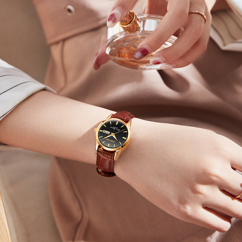 Authentic Brand-Name 2026 New Watch Women's Wristwatch Waterproof Leather Strap Light Luxury Niche Birthday Gift