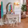 Makeup table European solid wood small apartment makeup table Bedroom modern simple makeup table French makeup table 4576-CIMJ