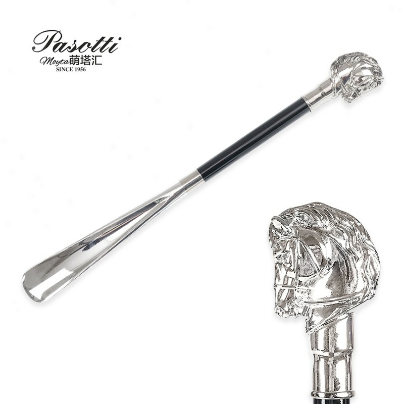 Italian Pasotti Shoes Plucked Handcrafted Silver Horse Head Extra-long Lift Shoes Copper Free Mail Shoes Draw Long Handle