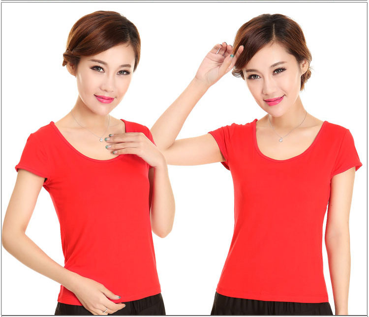 Trang phục khiêu vũ vuông sơ mi ngắn tay cổ tròn mùa xuân và mùa hè Quần áo khiêu vũ mới Quần áo khiêu vũ Latin tập thể dục Áo thun - Khiêu vũ / Thể dục nhịp điệu / Thể dục dụng cụ giày khiêu vũ ngoại nhập