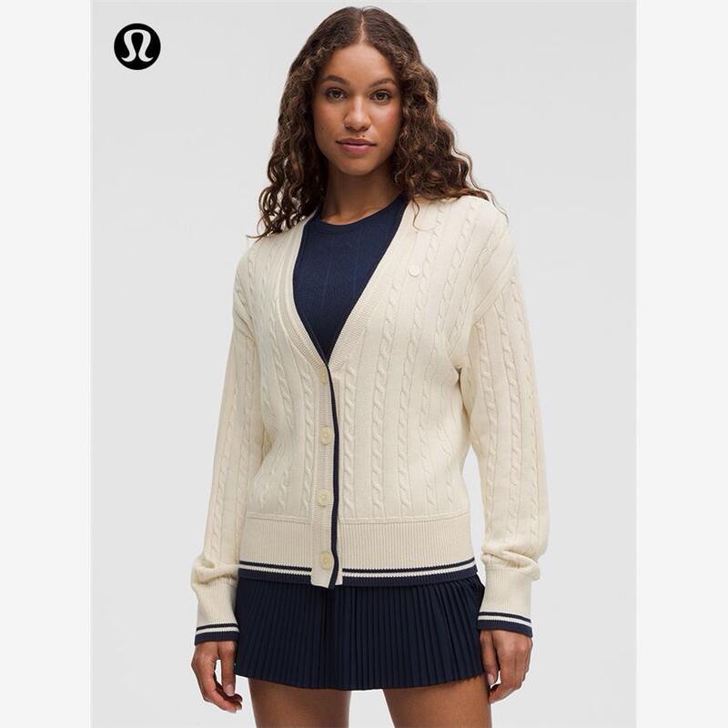 Cotton-Blend Women's Tennis Cotton Blend Cable Knit Cardigan丨Lululemon丨Lw3Jbys