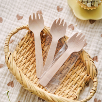 Disposable sweet wood spoon oat coconut milk baking thousands of mousts yogurt yogurt for afternoon tea cake takeaway three-tooth fork