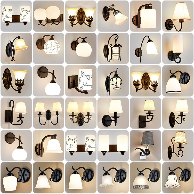American Black Wall Lights Bedroom Creative Nordic Studio Avenue Stairbackground Wall Household Simple Personality