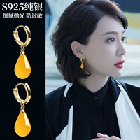 Красные демисезонные серьги из воскового агата, 2024 года, серебро 925 пробы, золото 750 пробы