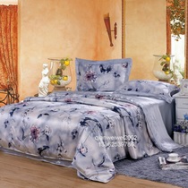 100 mulberry silk bedding silk four-piece quilt cover sheet pillowcase Silver Magnolia