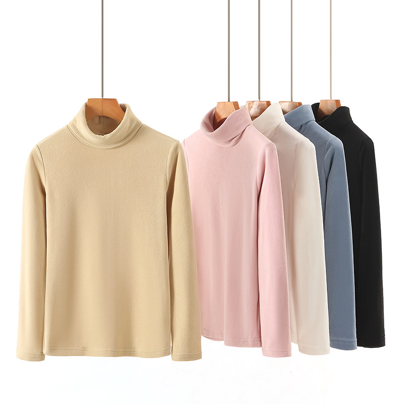 simboo walk outdoor autumn and winter fleece jacket women's fleece bottoming shirt turtleneck pullover warm fleece top slim fit