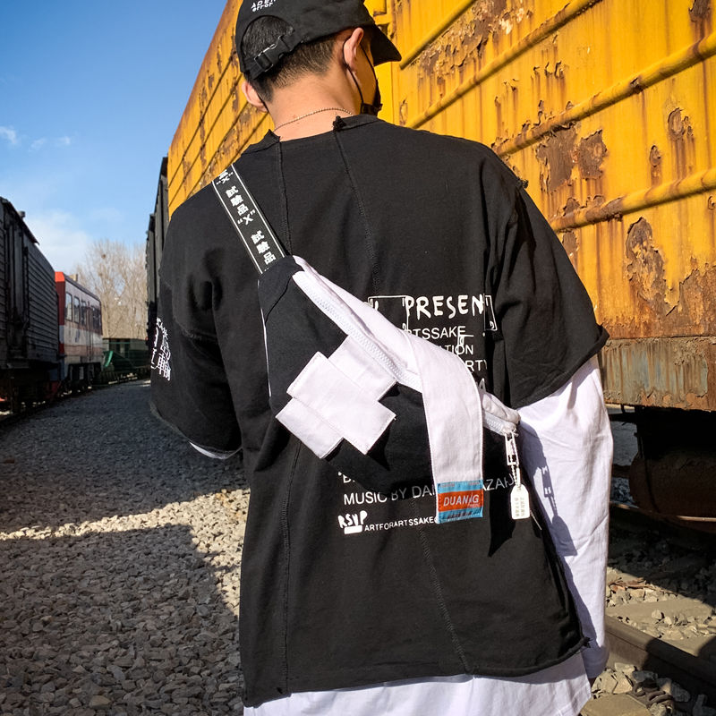 Male Purse Skewed Bag Men Skew Satchel Single Shoulder Bag Male Tide Card Satchel Satchel street trend Ins ultra-fire bag hip hop