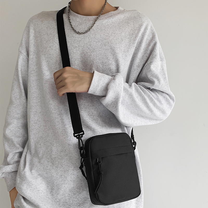Crossbody Bag for Men, Simple Black New Style Casual Phone Bag, Small Shoulder Bag ins Trendy Brand Men's Backpack, Single Shoulder Bag for Women