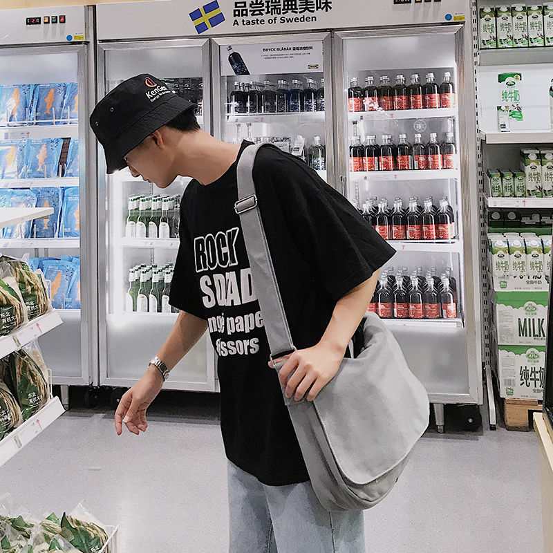 Shoulder bag men's messenger bag shoulder bag ins new trendy men's boy bag student canvas Korean version of the diagonal school bag