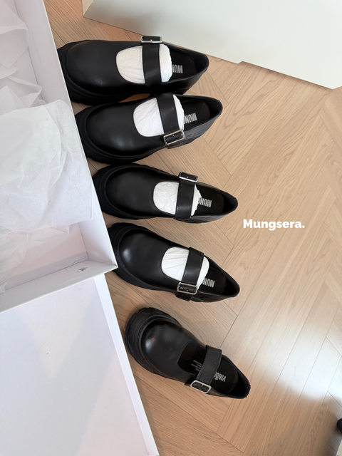 Mungsera[Rome Academy]5Cm Thick-Soled Molded Mary Jane Loafers Made of First-Layer Cowhide Leather