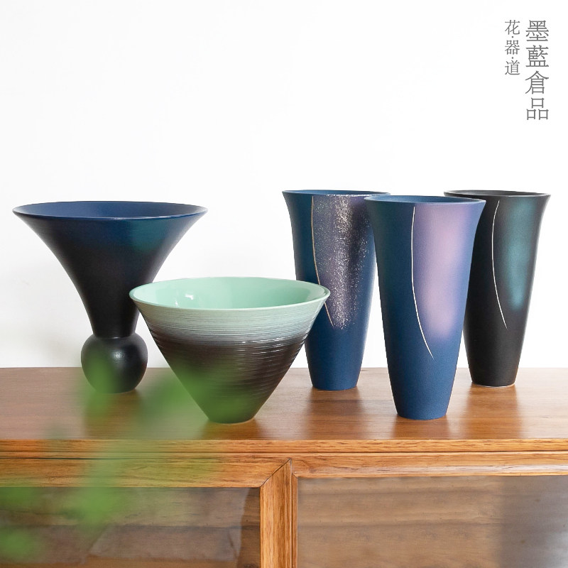 日本进口池坊花器禅意日式花道插花陶瓷器皿生花立花插花培训