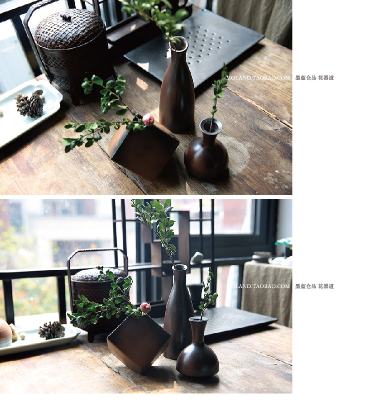 Trung Quốc cắm hoa dụng cụ phong cách Nhật Bản vườn hoa Cổ gốm nhỏ bình trang trí phòng khách bàn cà phê trang trí bàn - Vase / Bồn hoa & Kệ giỏ cắm hoa