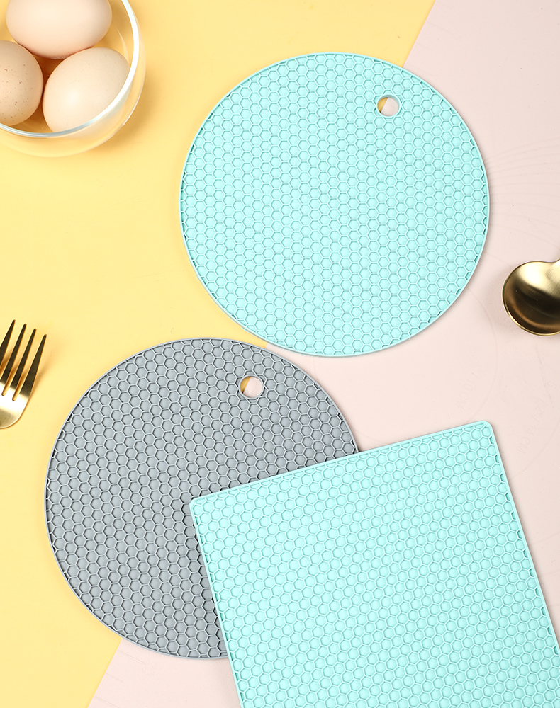 4341 silicone gel heat insulation mat pan cushion anti-burn silicone cushion ins wind Nordic color series round square thickened cushion rice wood-Taobao