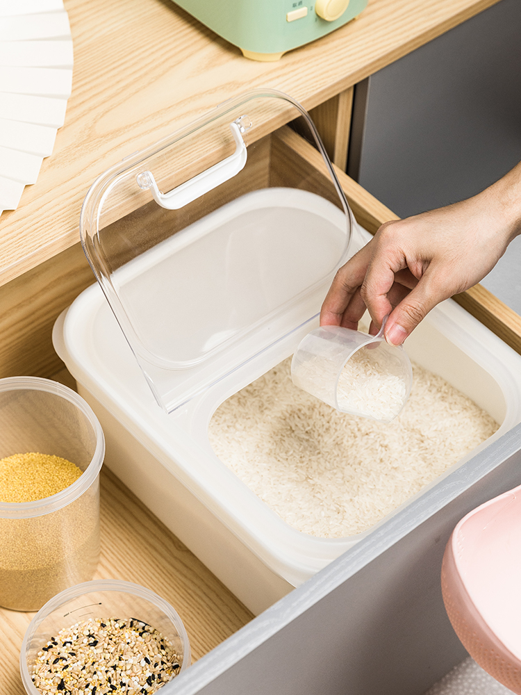 The rice box size number of the 4267 sealed rice barrel partial planing design miscellaneous grain rice cylinder can be put into drawer