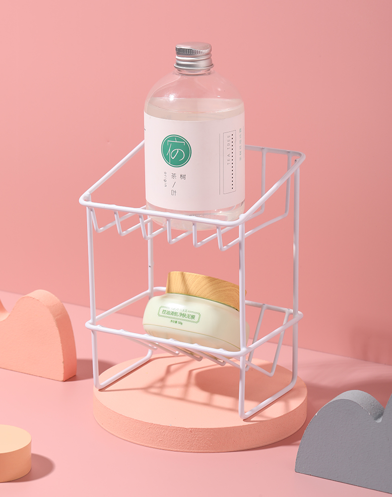 2167 mini double iron rack soap rack soap storage rack drain steel wire basket rice wood Japanese home