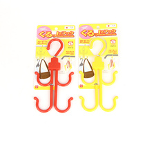 6213 Japanese-style plastic two-way S hook double hook shoe drying hook rotating 4-head S-shaped plastic hook rice wood