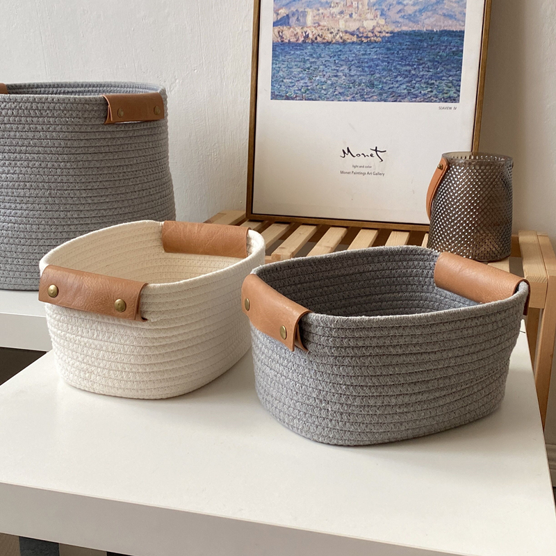 Cotton rope desktop storage box basket porch sundries storage box key remote control cosmetics snack storage basket Nordic
