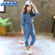 2019 spring and autumn new 1 meter 2 primary school students 3 girls 4 grade 5 wear 6 childrens long-sleeved denim clothes casual suit