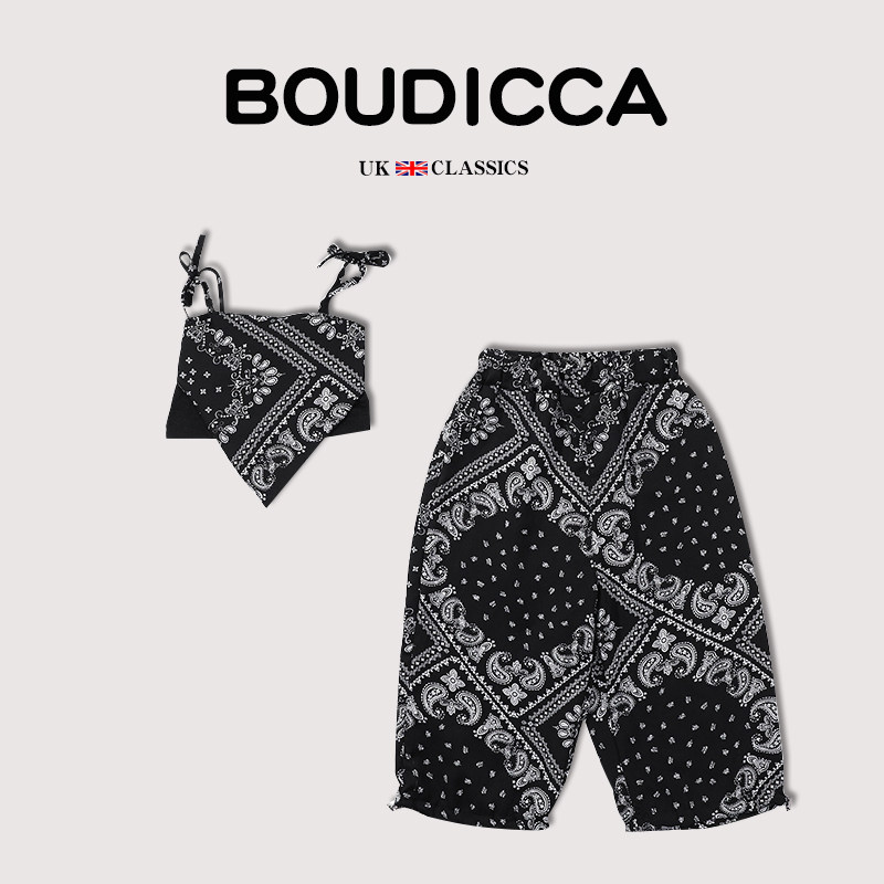 British BOUDICCA summer new girls' cotton suspenders anti-mosquito pants two-piece thin vest casual - Taobao