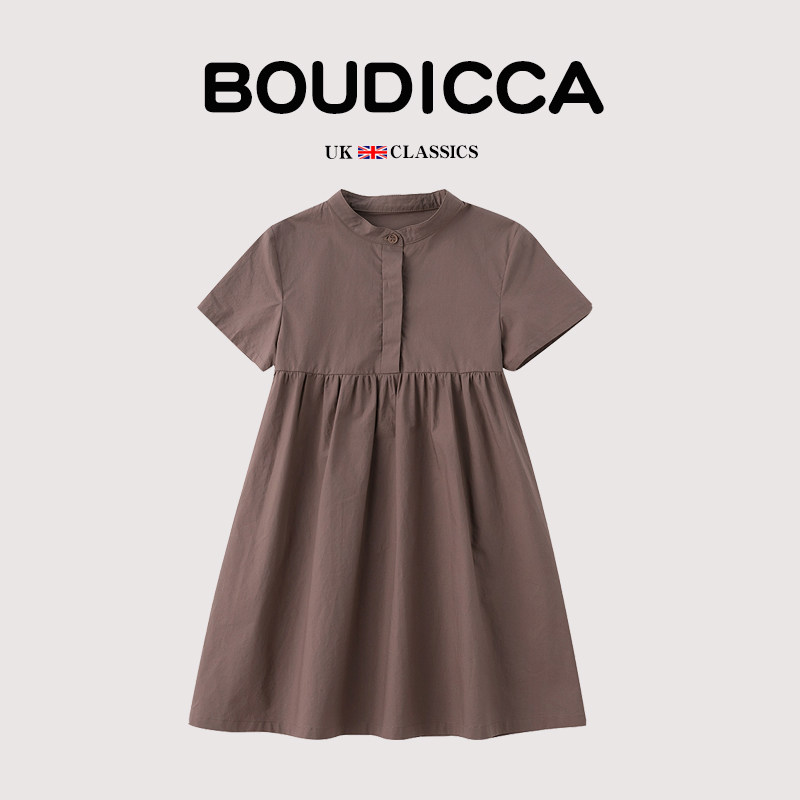 British Bougicca Children's Clothing Summer Girls Pure Cotton Fold Dress Clothing Short Sleeve Children's Dress