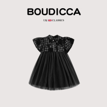 British BOUTICCA summer girls cheongsam dress retro button skirt womens puff sleeve lace gauze skirt tide