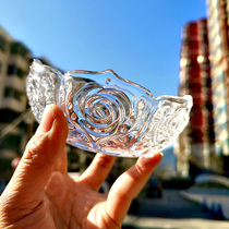 Charming rose petals lace three-dimensional relief high quality lead-free glass small Bowl dessert bowl ice cream bowl Bowl