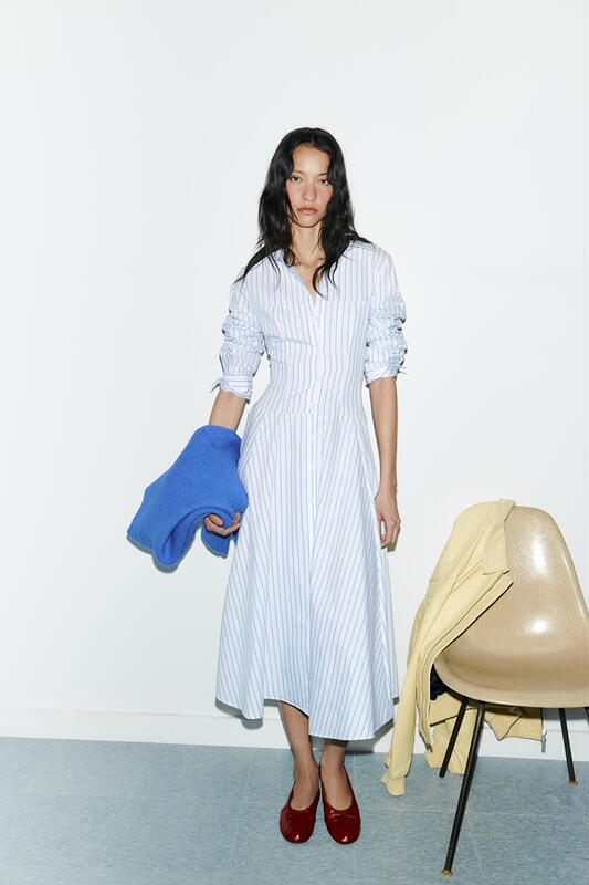 Women's Clothing Shirt-Style Striped Midi Dress 3067/331/059 Women's Clothing Shirt-Style Striped Midi Dress 3067/331/059
